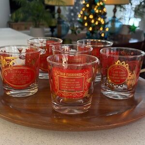 Jeanette Red and 22kt Gold Lowball Glasses